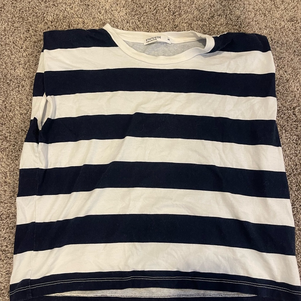 Stateside navy and white striped muscle tshirt